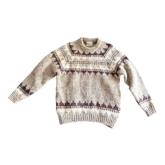 VTG Gaeltarra Fair Isle Wool Knit Pullover Crewneck Sweater Women's 36 Cream - Picture 1 of 7